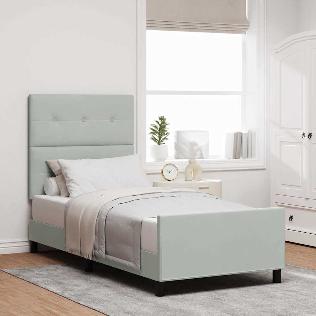 Letto a molle con testiera Grigio chiaro 80 x 200 cm Velluto | homemem39