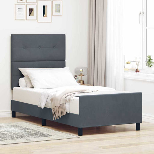 Letto a molle con testiera Grigio scuro 80 x 200 cm Velluto | homemem39