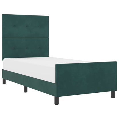 Letto a molle con testiera Verde Scuro 80 x 200 cm Velluto