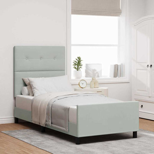 Letto a molle con testiera Grigio chiaro 90 x 190 cm Velluto