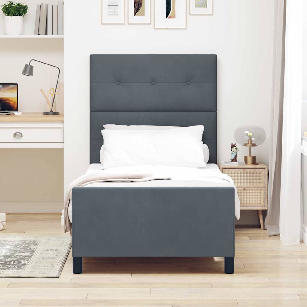 Letto a molle con testiera Grigio scuro 90 x 190 cm Velluto | homemem39