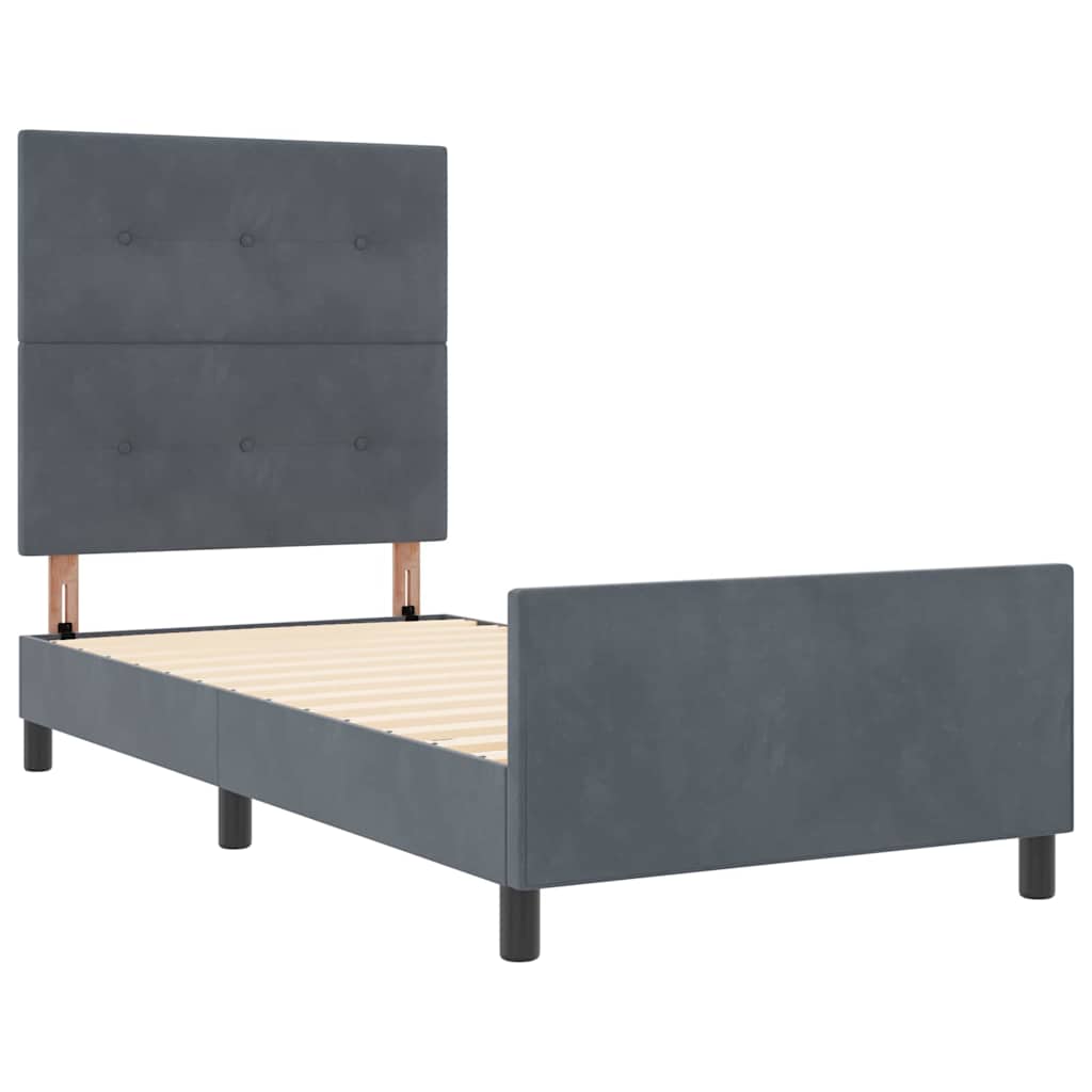 Letto a molle con testiera Grigio scuro 90 x 190 cm Velluto | homemem39