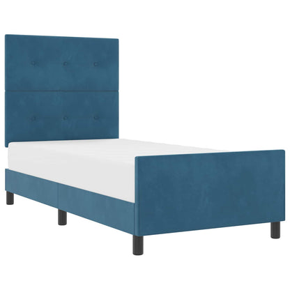 Letto a molle con testiera Blu Scuro 90 x 190 cm Velluto