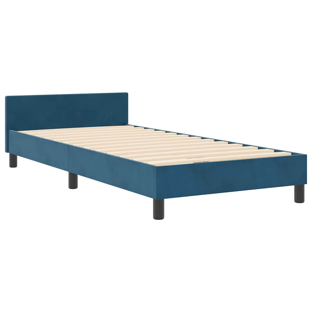 Letto a molle con testiera Blu Scuro 90 x 190 cm Velluto