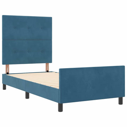 Letto a molle con testiera Blu Scuro 90 x 190 cm Velluto