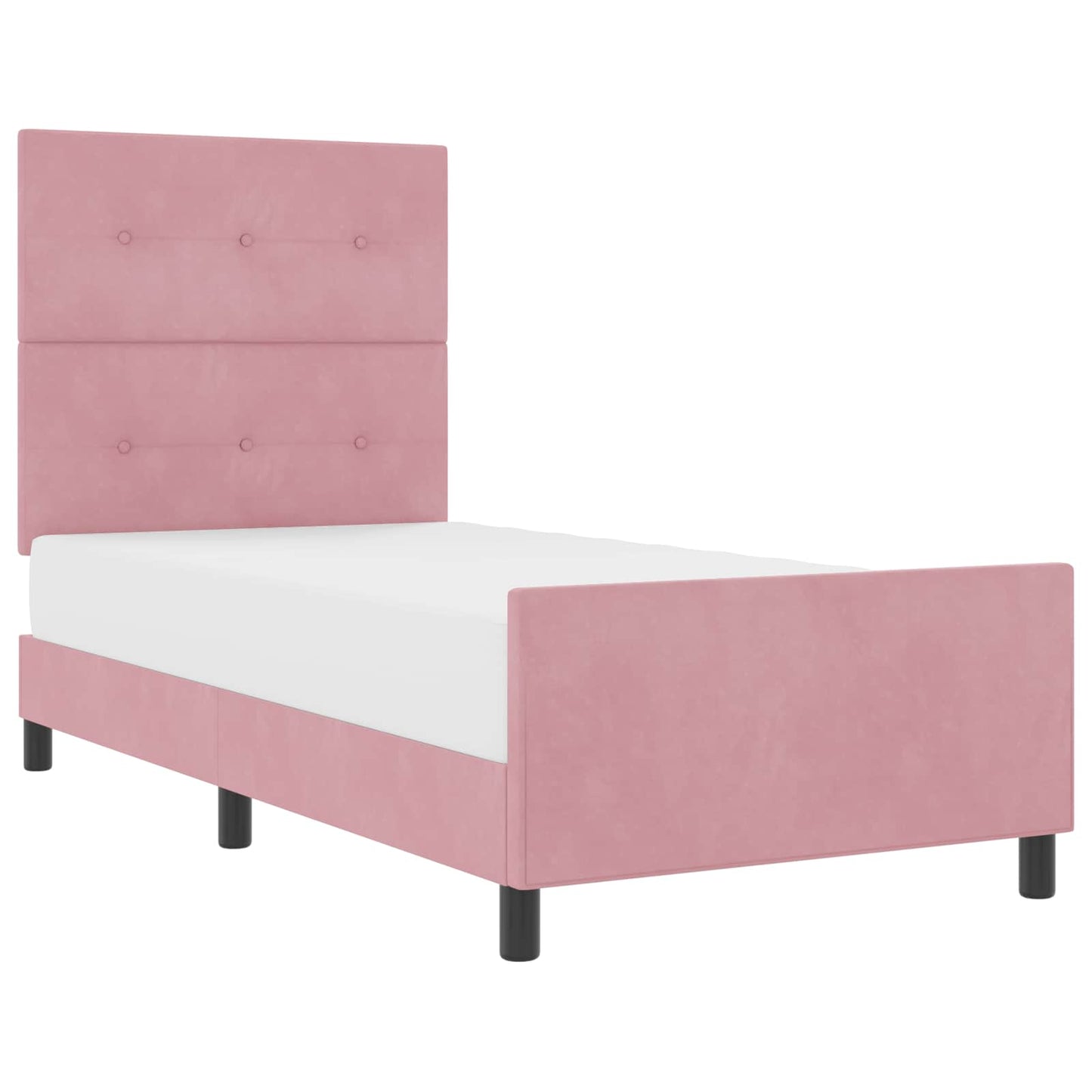 Letto a molle con testiera Rosa 90 x 190 cm Velluto
