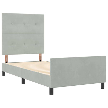 Letto a molle con testiera Grigio chiaro 90 x 200 cm Velluto