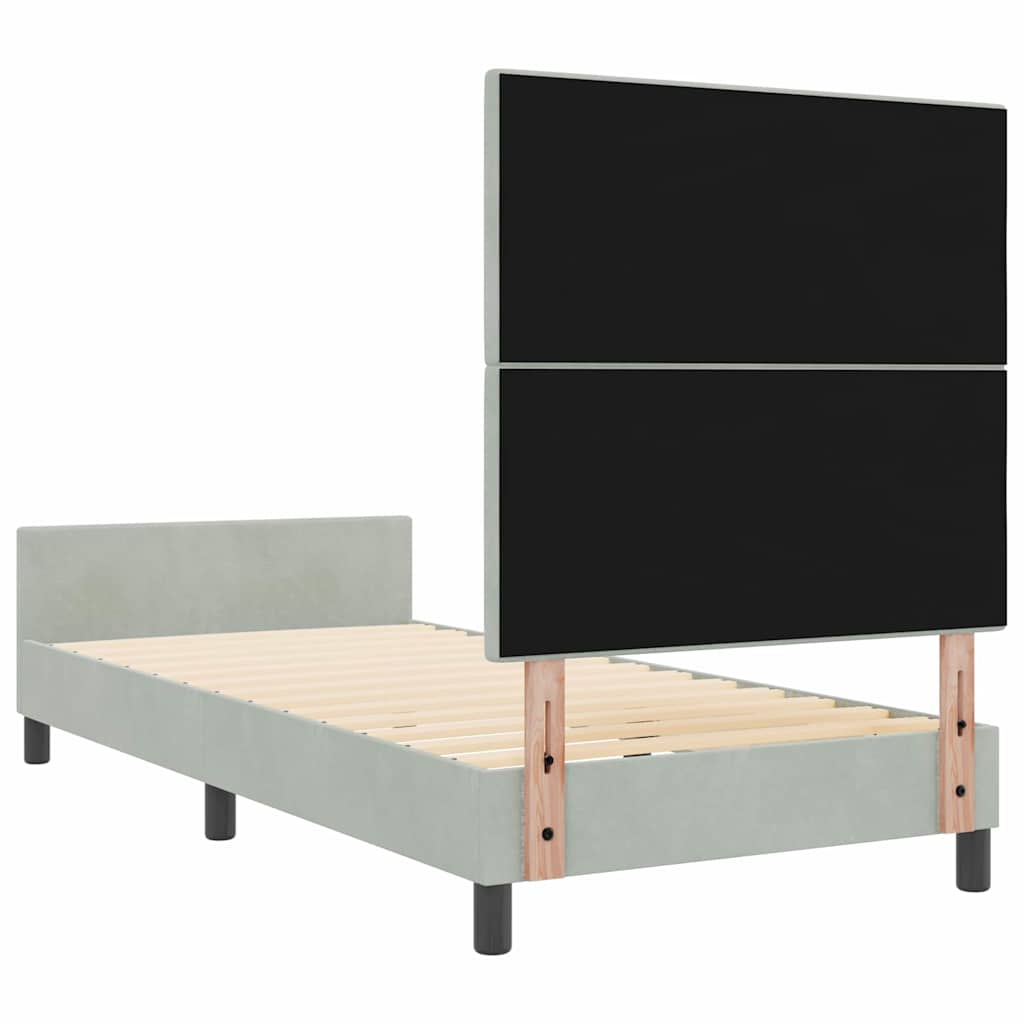 Letto a molle con testiera Grigio chiaro 90 x 200 cm Velluto