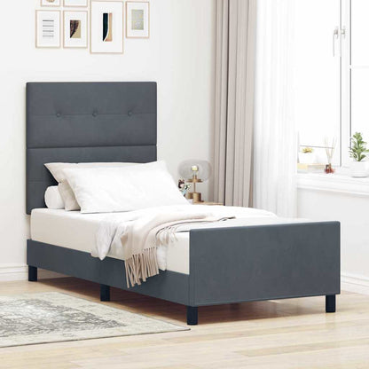 Letto a molle con testiera Grigio scuro 90 x 200 cm Velluto | homemem39