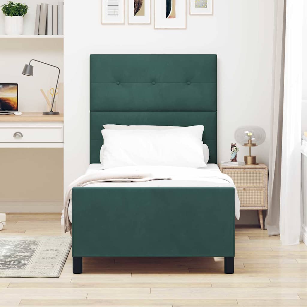 Letto a molle con testiera Verde Scuro 90 x 200 cm Velluto | homemem39