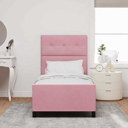 Letto a molle con testiera Rosa 90 x 200 cm Velluto