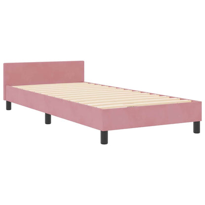Letto a molle con testiera Rosa 90 x 200 cm Velluto