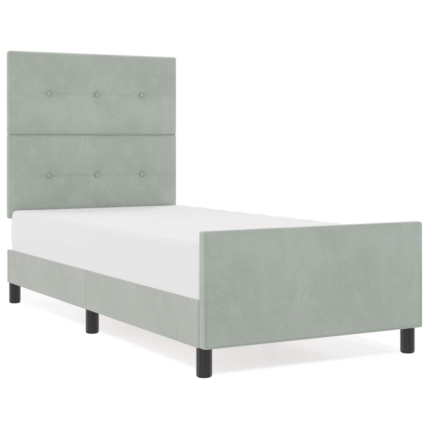 Letto a molle con testiera Grigio chiaro 100 x 200 cm Velluto