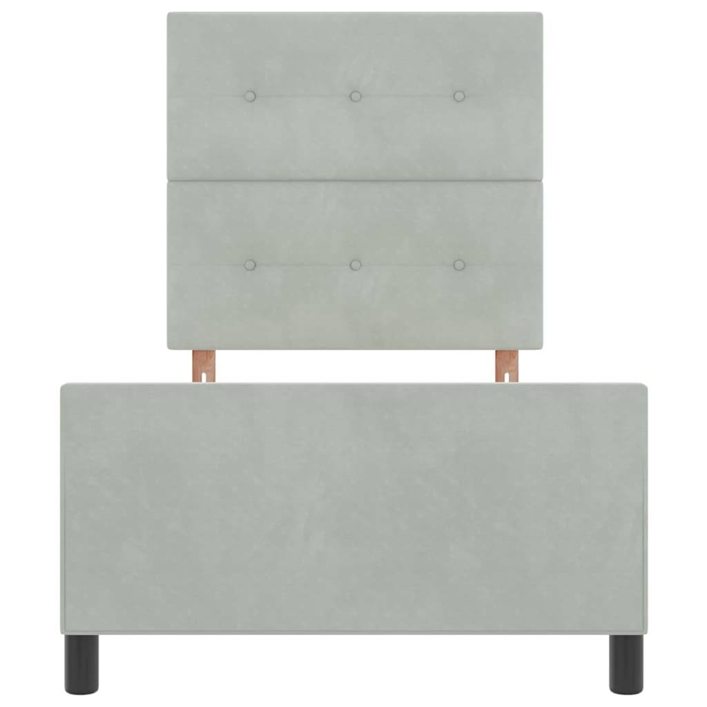 Letto a molle con testiera Grigio chiaro 100 x 200 cm Velluto