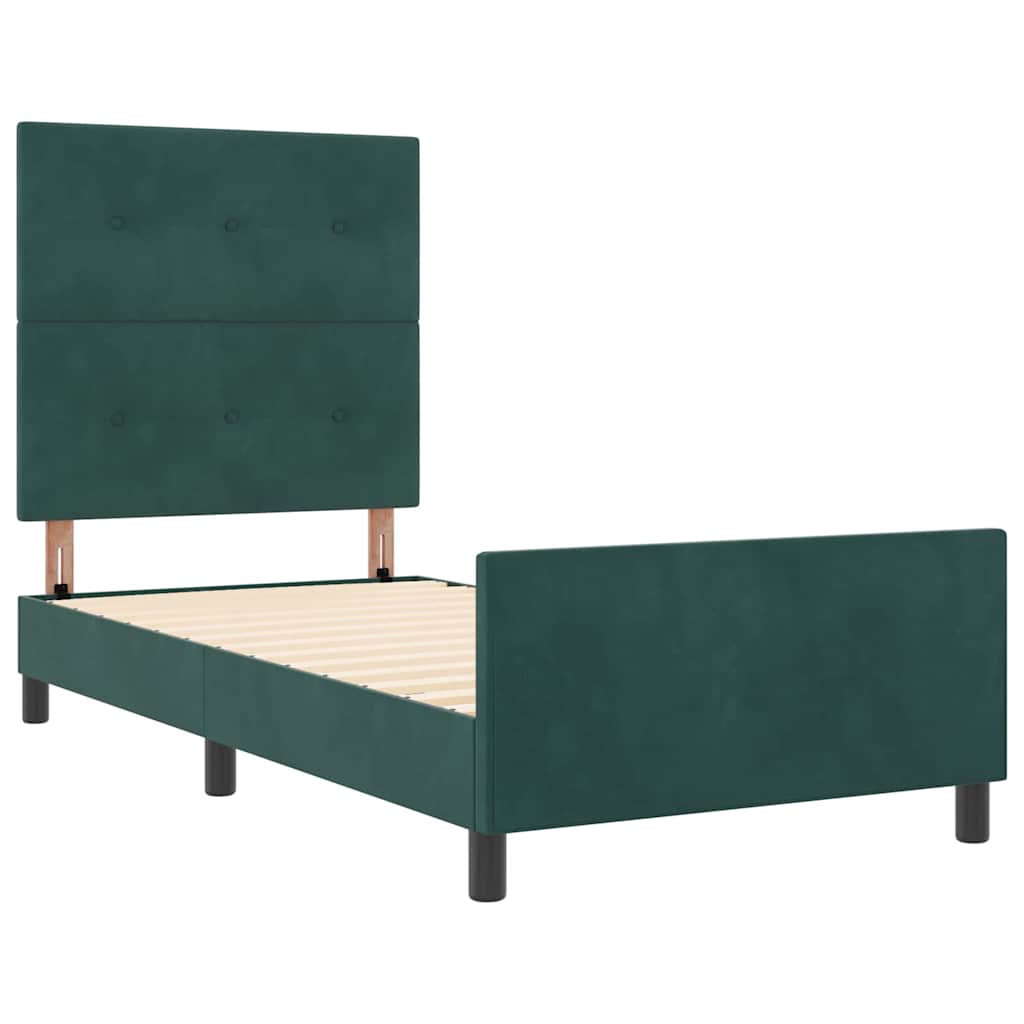 Letto a molle con testiera Verde Scuro 100 x 200 cm Velluto | homemem39