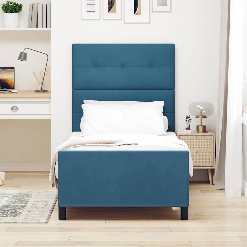 Letto a molle con testiera Blu Scuro 100 x 200 cm Velluto | homemem39