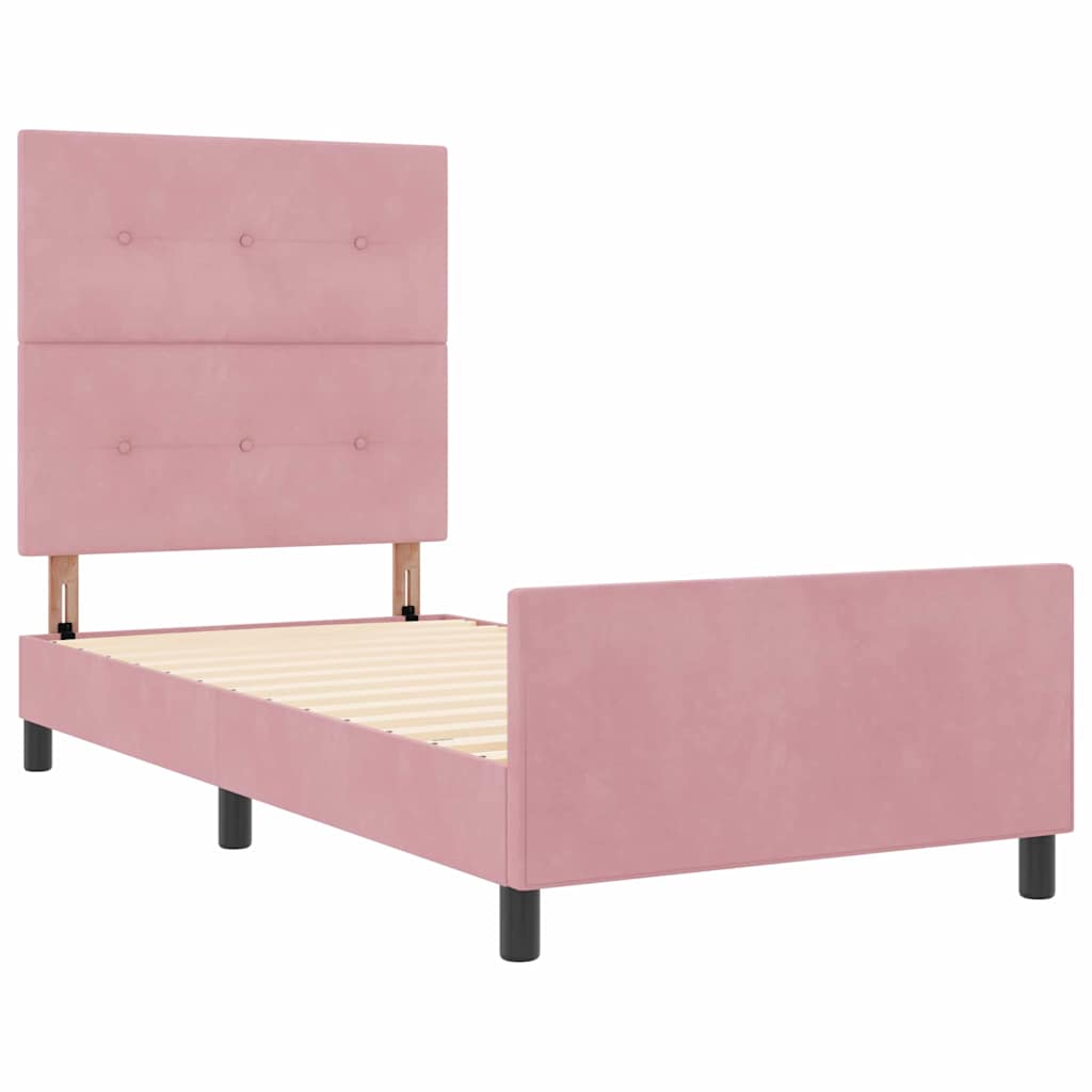 Letto a molle con testiera Rosa 100 x 200 cm Velluto | homemem39