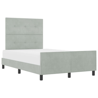 Letto a molle con testiera Grigio chiaro 120 x 190 cm Velluto