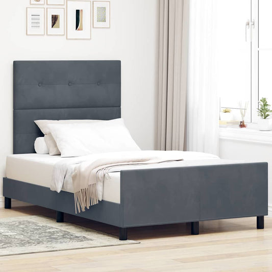 Letto a molle con testiera Grigio scuro 120 x 190 cm Velluto | homemem39