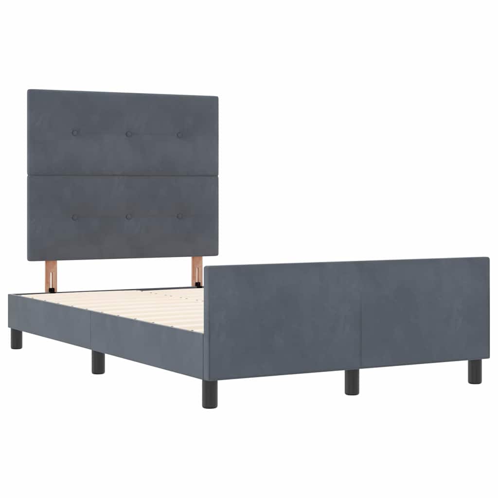 Letto a molle con testiera Grigio scuro 120 x 190 cm Velluto | homemem39