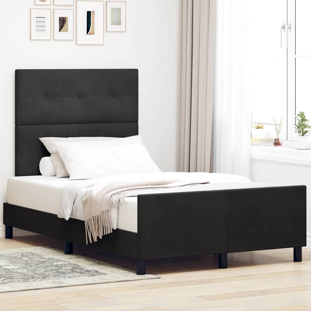 Letto a molle con testiera Nero 120 x 190 cm Velluto | homemem39