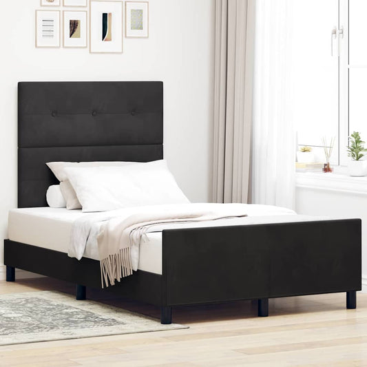 Letto a molle con testiera Nero 120 x 190 cm Velluto | homemem39