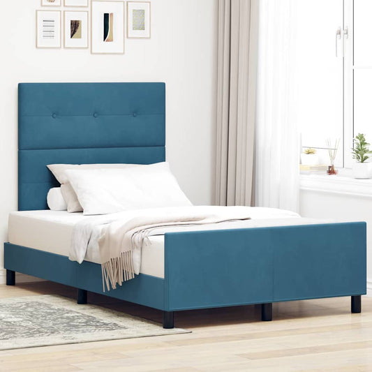 Letto a molle con testiera Blu Scuro 120 x 190 cm Velluto | homemem39