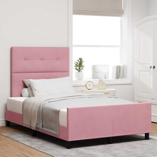 Letto a molle con testiera Rosa 120 x 190 cm Velluto | homemem39