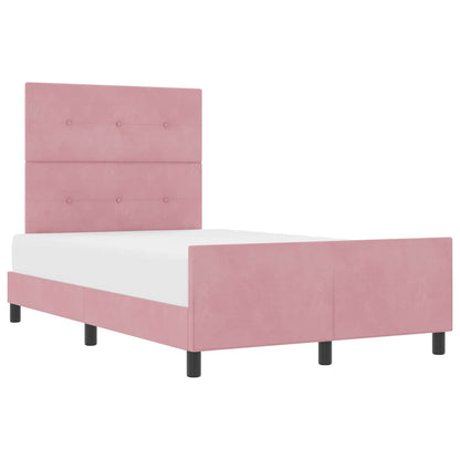 Letto a molle con testiera Rosa 120 x 190 cm Velluto | homemem39