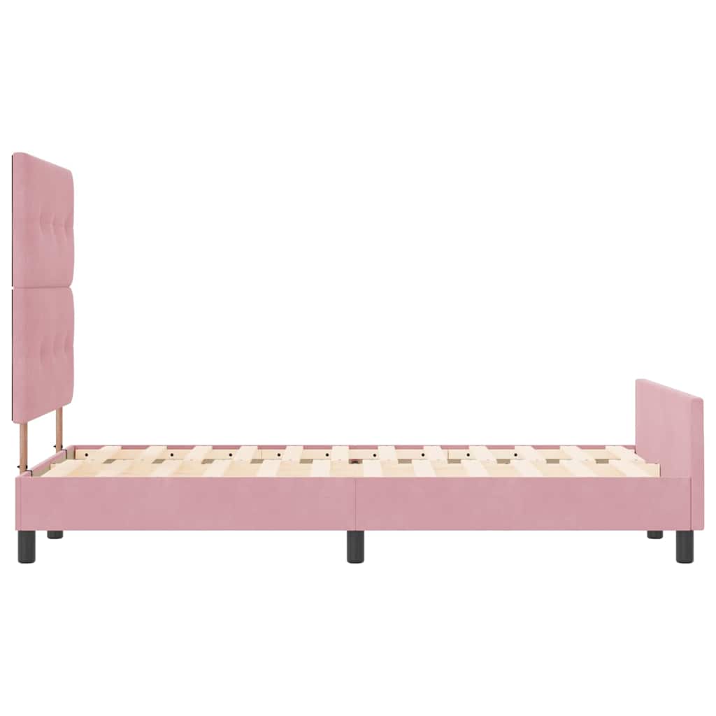 Letto a molle con testiera Rosa 120 x 190 cm Velluto | homemem39