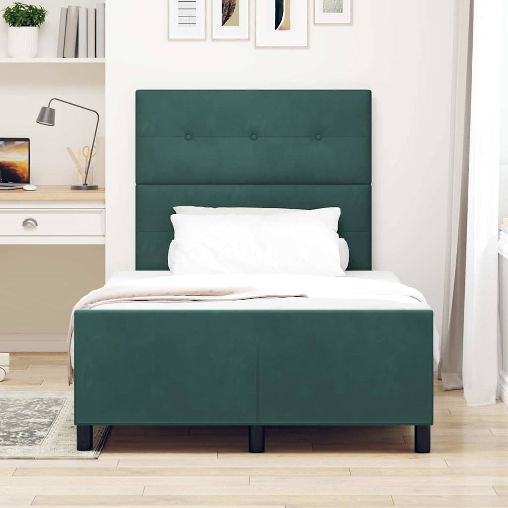 Letto a molle con testiera Verde Scuro 120 x 200 cm Velluto | homemem39