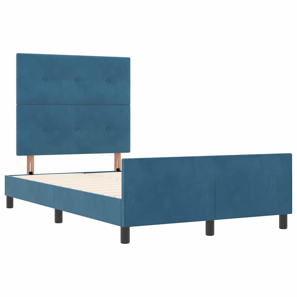 Letto a molle con testiera Blu Scuro 120 x 200 cm Velluto | homemem39