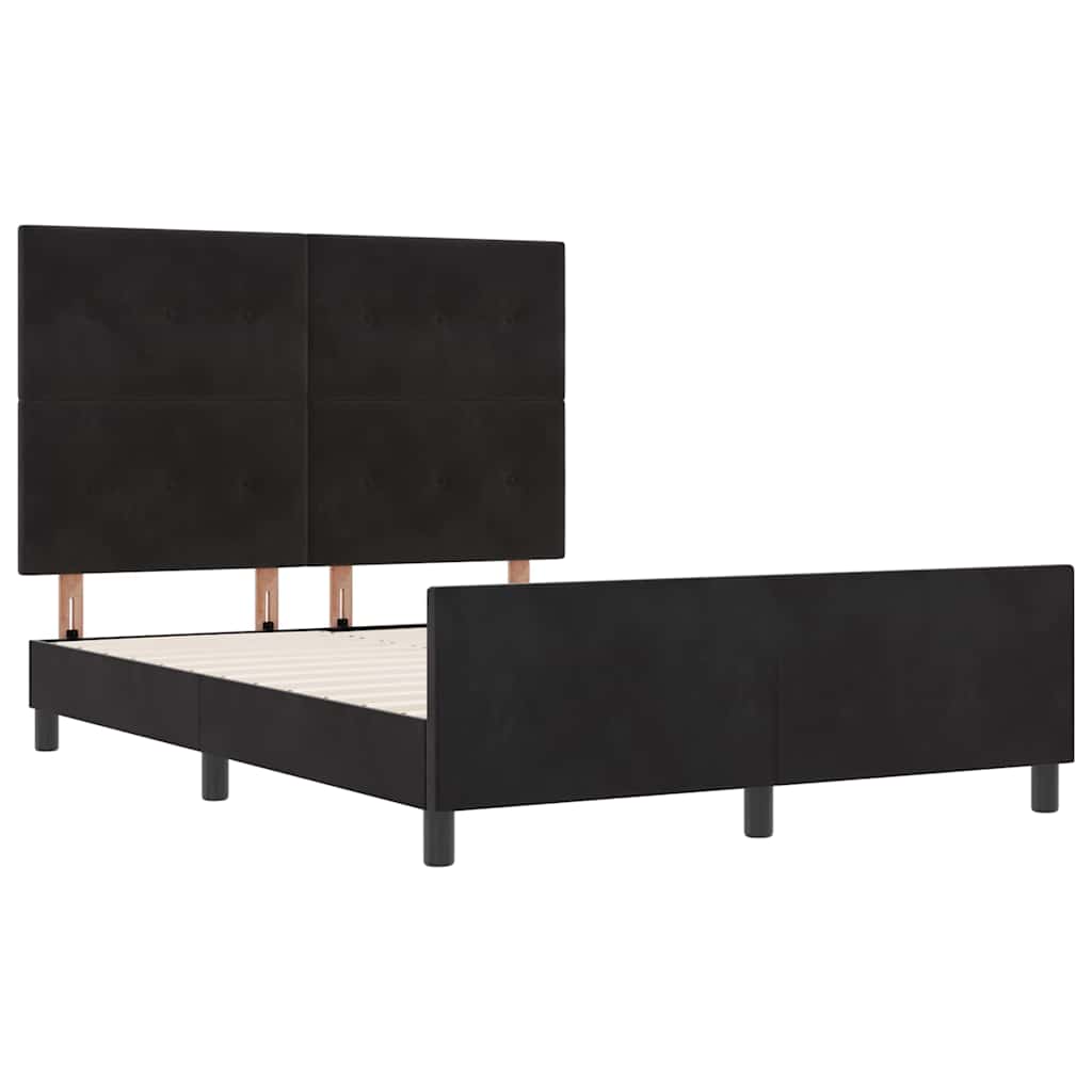Letto a molle con testiera Nero 140 x 190 cm Velluto | homemem39