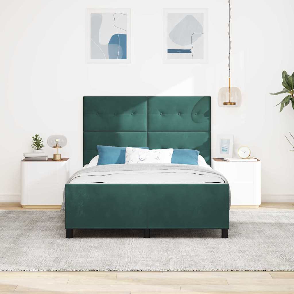 Letto a molle con testiera Verde Scuro 140 x 190 cm Velluto | homemem39