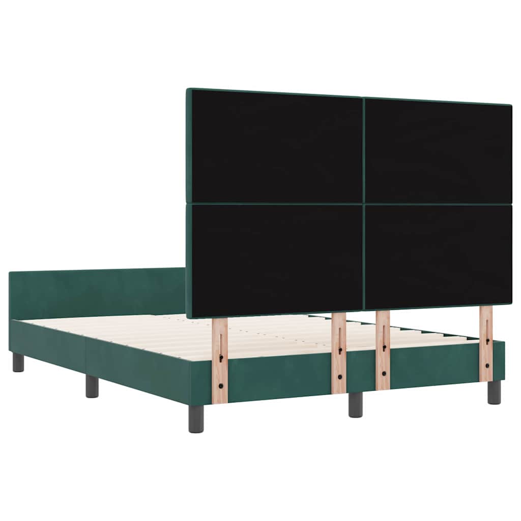 Letto a molle con testiera Verde Scuro 140 x 190 cm Velluto | homemem39