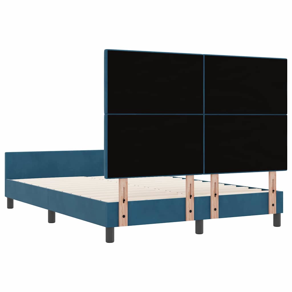Letto a molle con testiera Blu Scuro 140 x 190 cm Velluto | homemem39