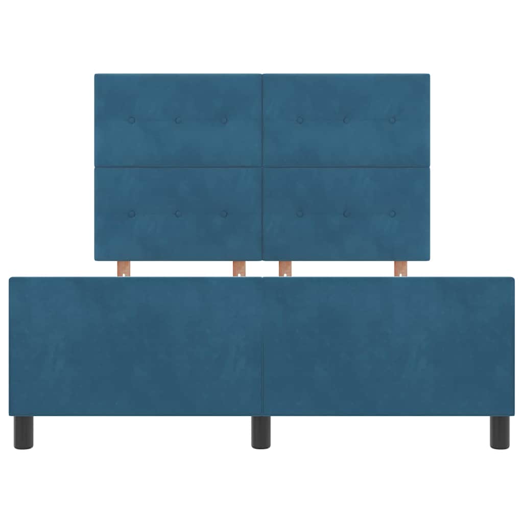 Letto a molle con testiera Blu Scuro 140 x 190 cm Velluto | homemem39
