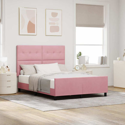 Letto a molle con testiera Rosa 140 x 190 cm Velluto | homemem39