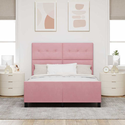 Letto a molle con testiera Rosa 140 x 190 cm Velluto | homemem39
