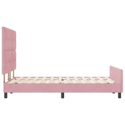Letto a molle con testiera Rosa 140 x 190 cm Velluto | homemem39