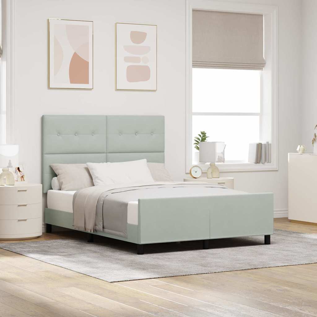 Letto a molle con testiera Grigio chiaro 140 x 200 cm Velluto | homemem39
