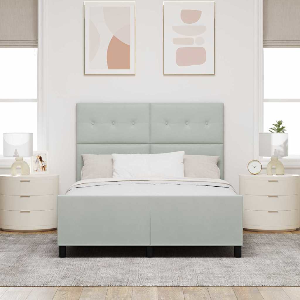 Letto a molle con testiera Grigio chiaro 140 x 200 cm Velluto | homemem39