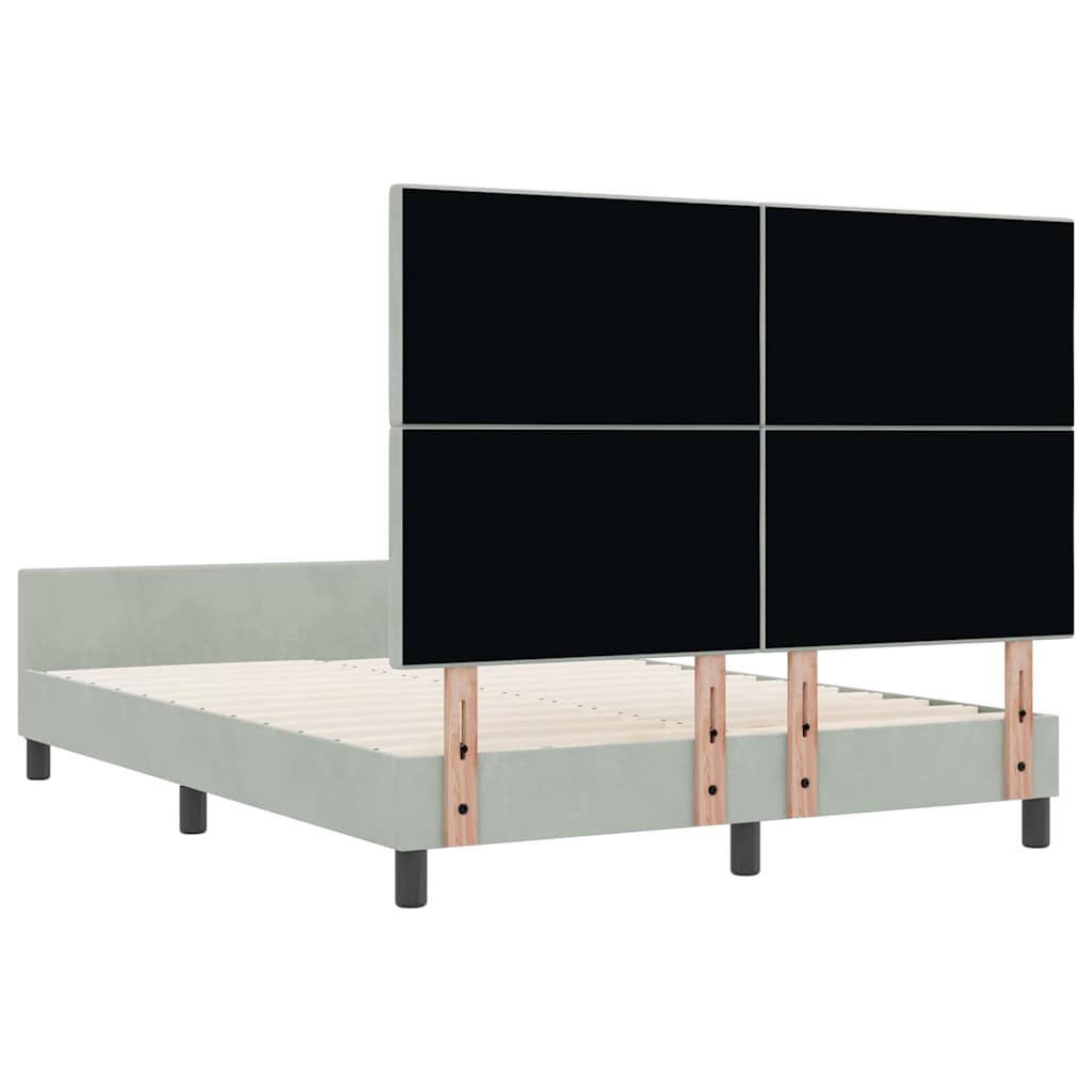 Letto a molle con testiera Grigio chiaro 140 x 200 cm Velluto | homemem39