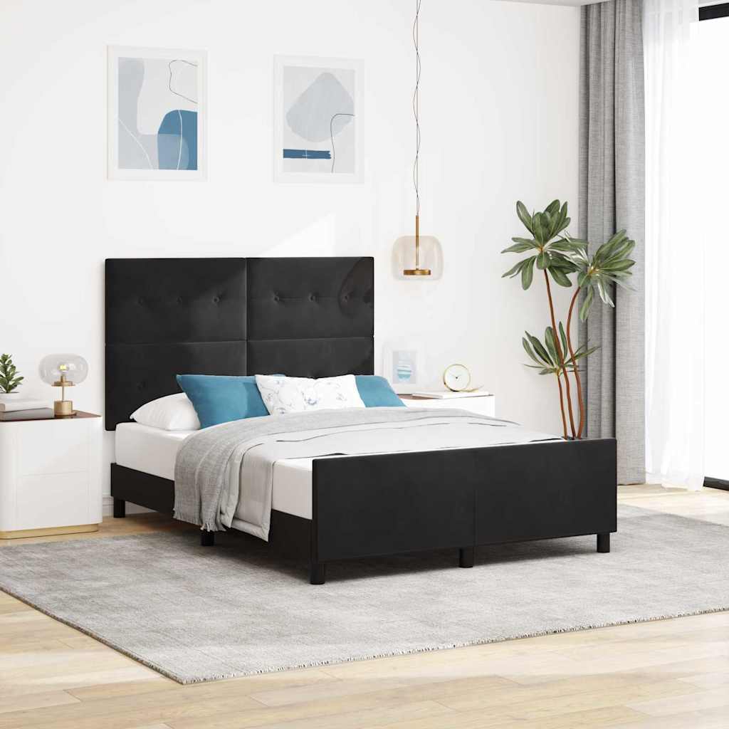 Letto a molle con testiera Nero 140 x 200 cm Velluto | homemem39