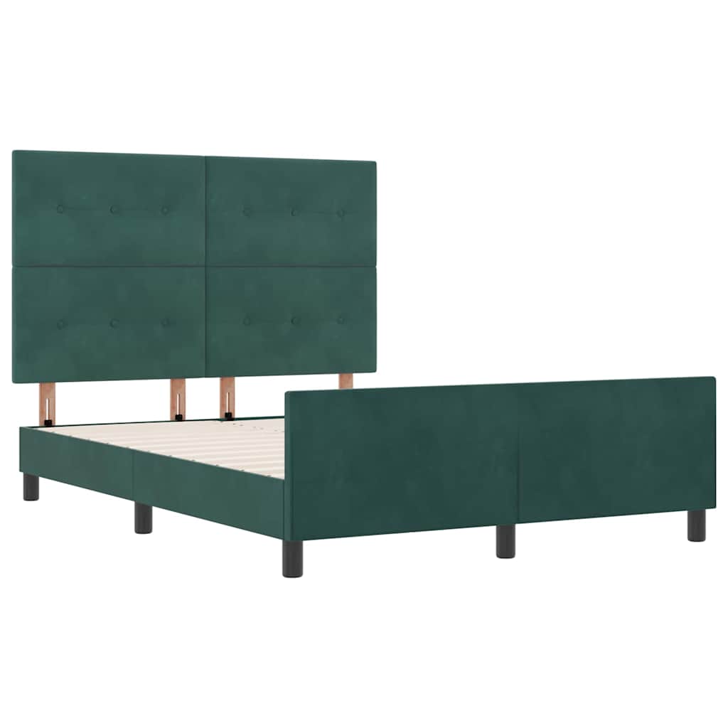 Letto a molle con testiera Verde Scuro 140 x 200 cm Velluto | homemem39