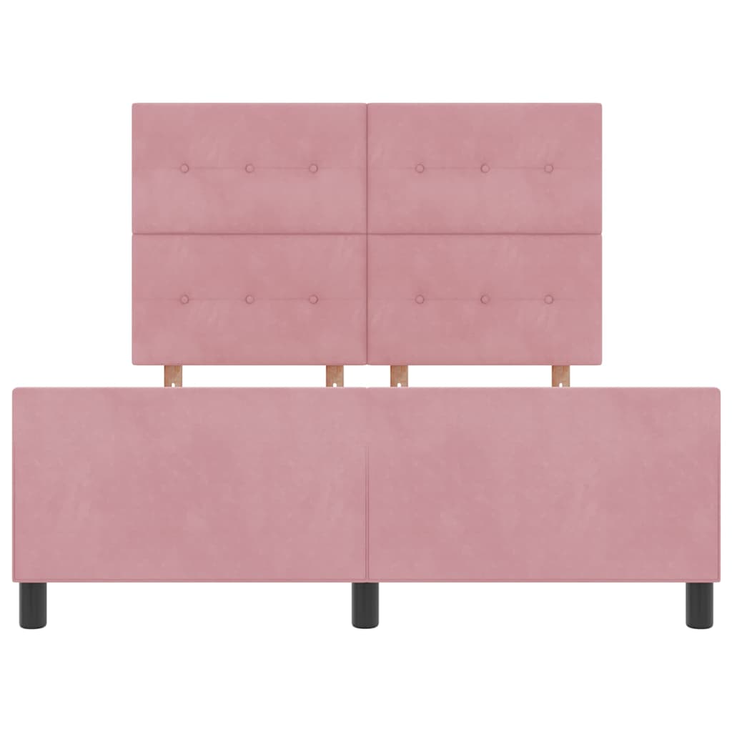 Letto a molle con testiera Rosa 140 x 200 cm Velluto | homemem39