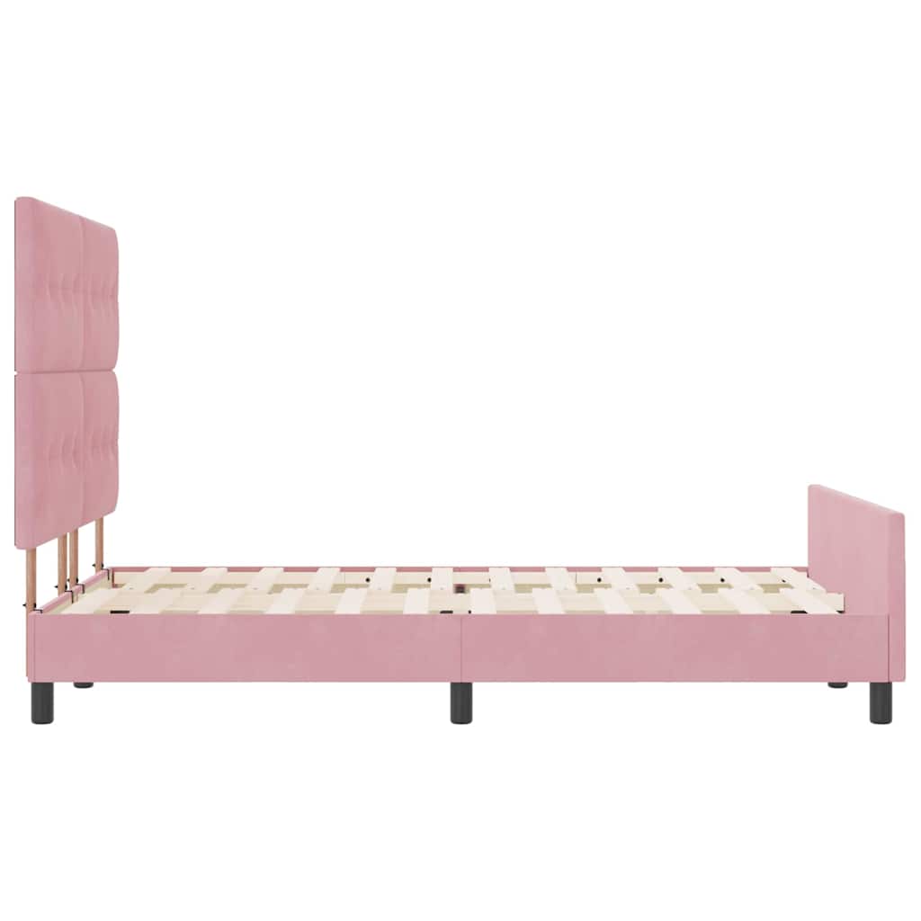Letto a molle con testiera Rosa 140 x 200 cm Velluto | homemem39