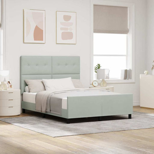 Letto a molle con testiera Grigio chiaro 160 x 200 cm Velluto | homemem39
