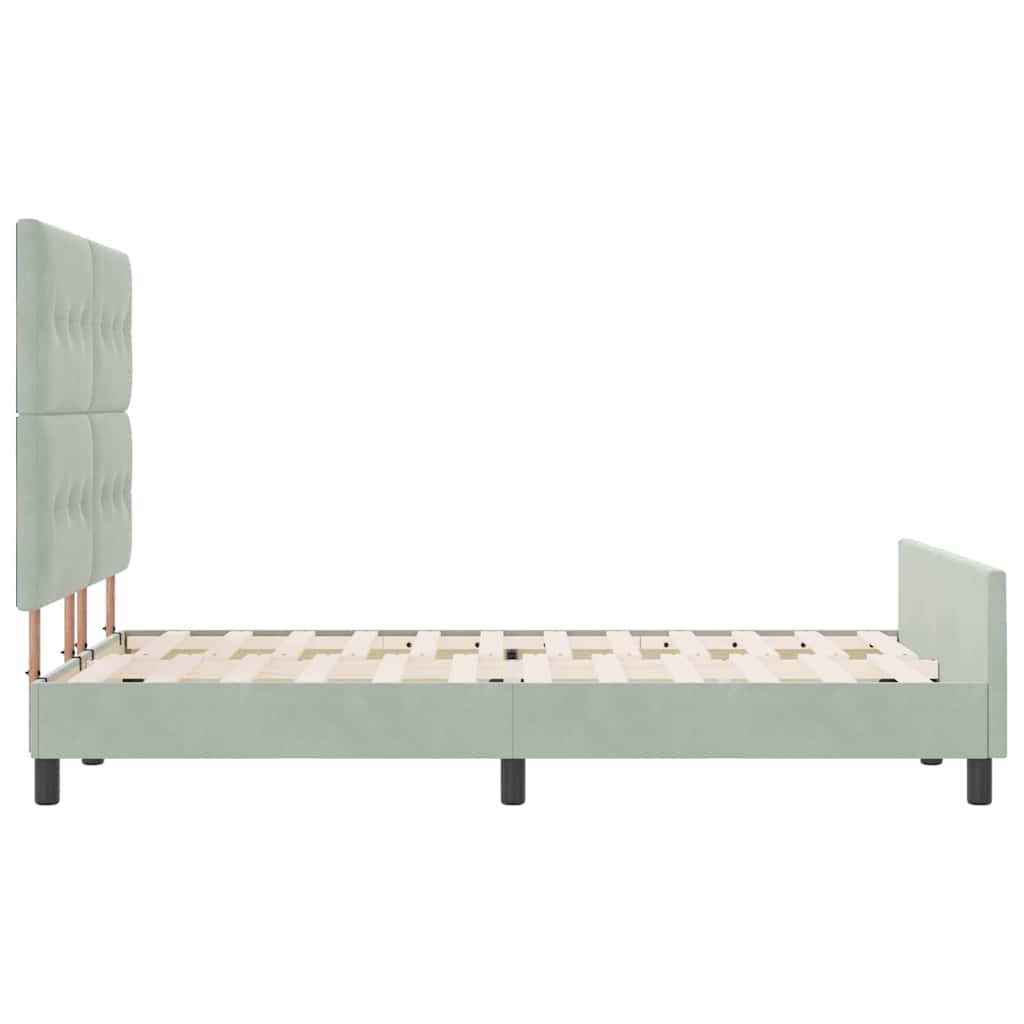 Letto a molle con testiera Grigio chiaro 160 x 200 cm Velluto | homemem39