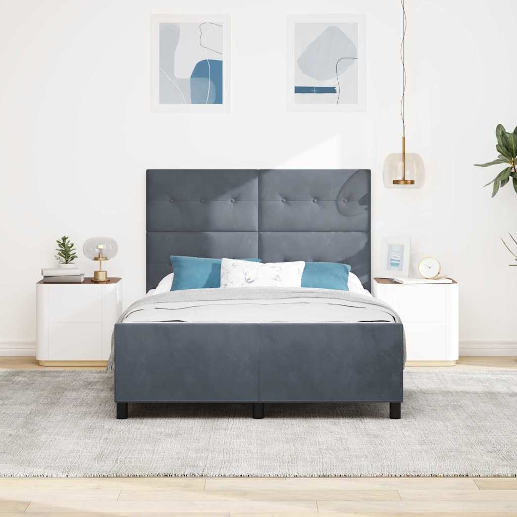 Letto a molle con testiera Grigio scuro 160 x 200 cm Velluto | homemem39